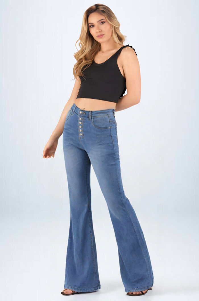 Calça Flare Botões Frontal Media